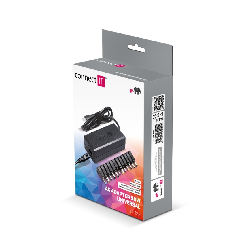 CONNECT IT CI-133 - Universalus nešiojamųjų kompiuterių maitinimo adapteris 90W