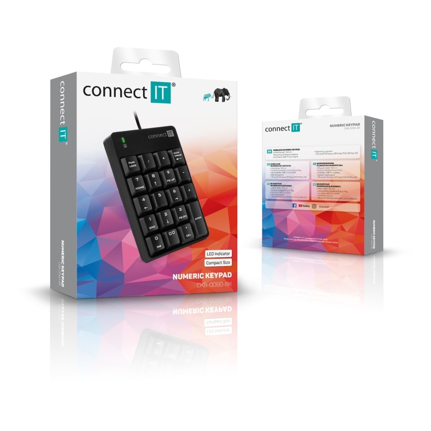 CONNECT IT CKB-0060-BK - Laidinė skaitmeninė klaviatūra juoda