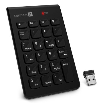 CONNECT IT CKB-0062-BK - Belaidė skaitmeninė klaviatūra 1xAAA juoda