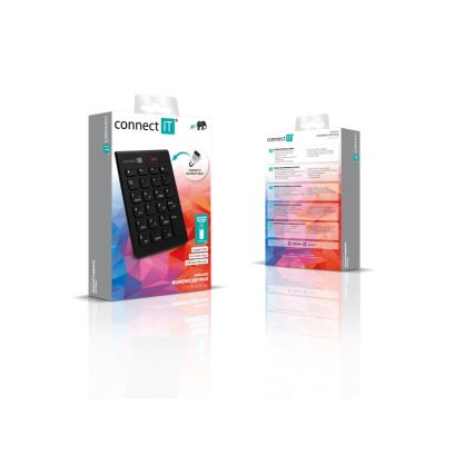 CONNECT IT CKB-0062-BK - Belaidė skaitmeninė klaviatūra 1xAAA juoda