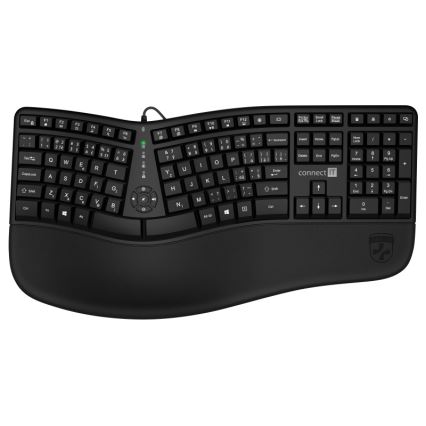 CONNECT IT CKB-2800-CS - Ergonomiška belaidė klaviatūra su CZ/SK lokalizacija juoda