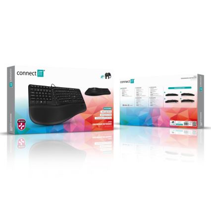 CONNECT IT CKB-2800-CS - Ergonomiška belaidė klaviatūra su CZ/SK lokalizacija juoda