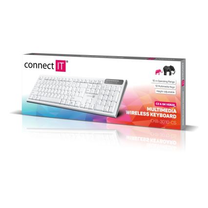 CONNECT IT CKB-3010-CS - Multimedijos belaidė klaviatūra su CZ/SK lokalizacija 2xAAA balta
