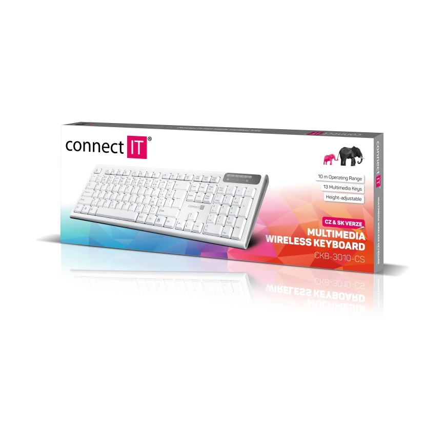 CONNECT IT CKB-3010-CS - Multimedijos belaidė klaviatūra su CZ/SK lokalizacija 2xAAA balta