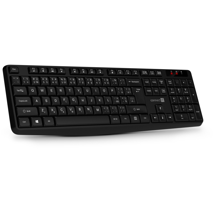 CONNECT IT CKM-4500-CS - Belaidė klaviatūra ir pelė 1000 DPI su CZ/SK lokalizacija 1xAAA + 1xAA juoda