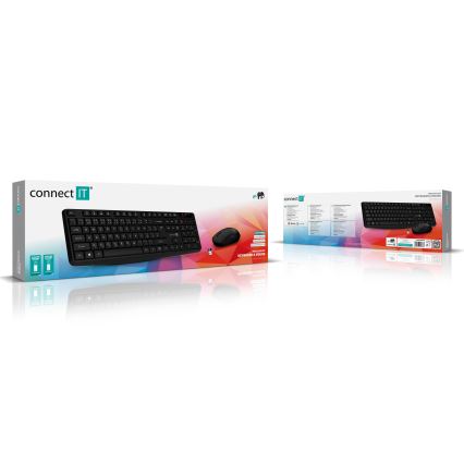 CONNECT IT CKM-4500-CS - Belaidė klaviatūra ir pelė 1000 DPI su CZ/SK lokalizacija 1xAAA + 1xAA juoda