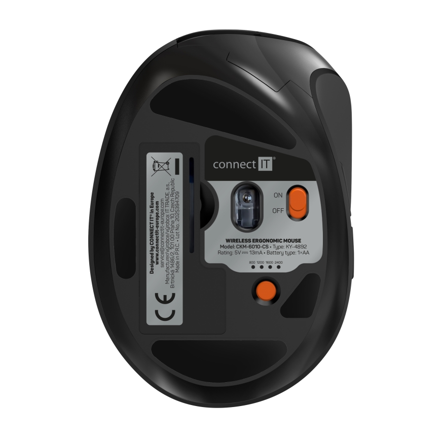 CONNECT IT CKM-6010-CS - Ergonomiška belaidė klaviatūra ir pelė 800/1200/1600/2400 DPI su CZ/SK lokalizacija 1xAA + 2xAAA juoda