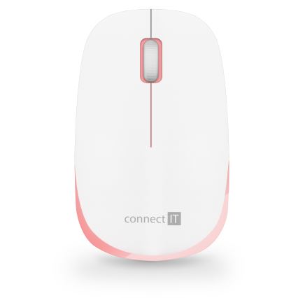 CONNECT IT CKM-7801-CS - Belaidė klaviatūra ir pelė 1200 DPI su CZ/SK lokalizacija 1xAAA + 1xAA balta/rausva