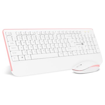 CONNECT IT CKM-7801-CS - Belaidė klaviatūra ir pelė 1200 DPI su CZ/SK lokalizacija 1xAAA + 1xAA balta/rausva