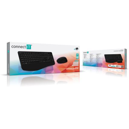 CONNECT IT CKM-7803-CS - Belaidė klaviatūra ir pelė 1200 DPI su CZ/SK lokalizacija 1xAAA + 1xAA juoda