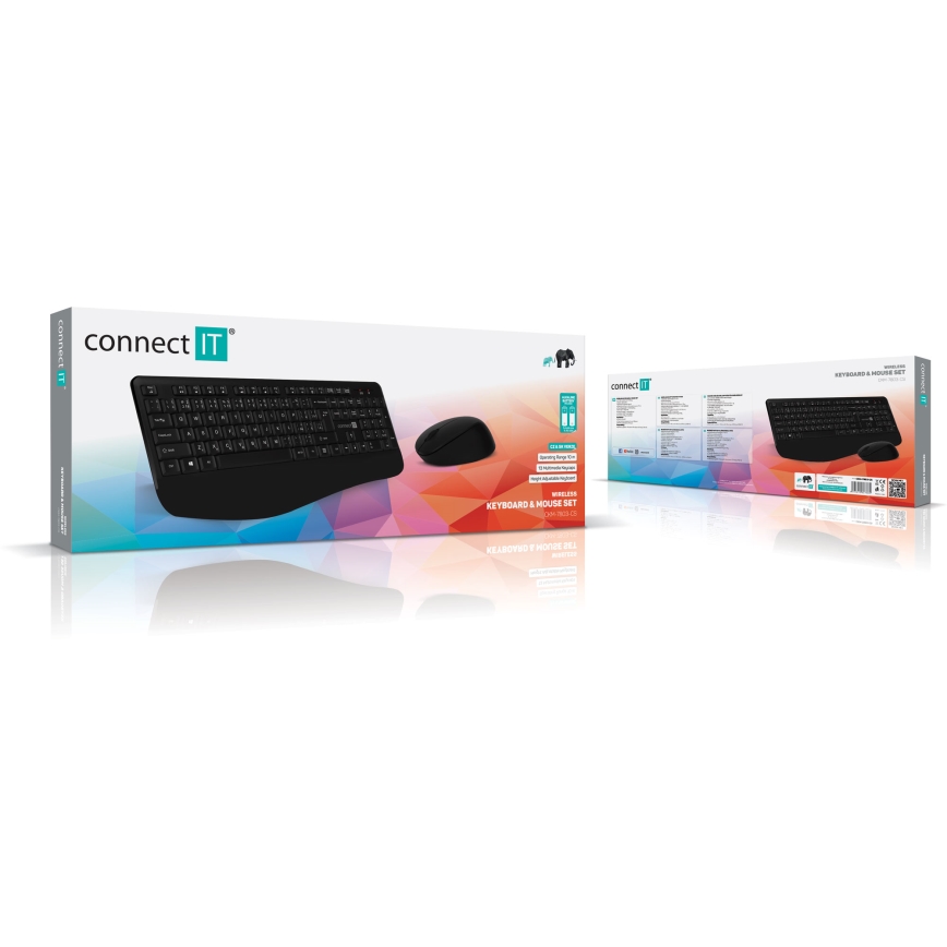 CONNECT IT CKM-7803-CS - Belaidė klaviatūra ir pelė 1200 DPI su CZ/SK lokalizacija 1xAAA + 1xAA juoda