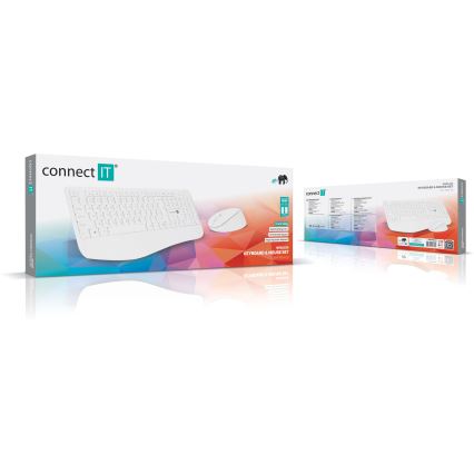 CONNECT IT CKM-7804-CS - Belaidė klaviatūra ir pelė 1200 DPI su CZ/SK lokalizacija 1xAAA + 1xAA balta