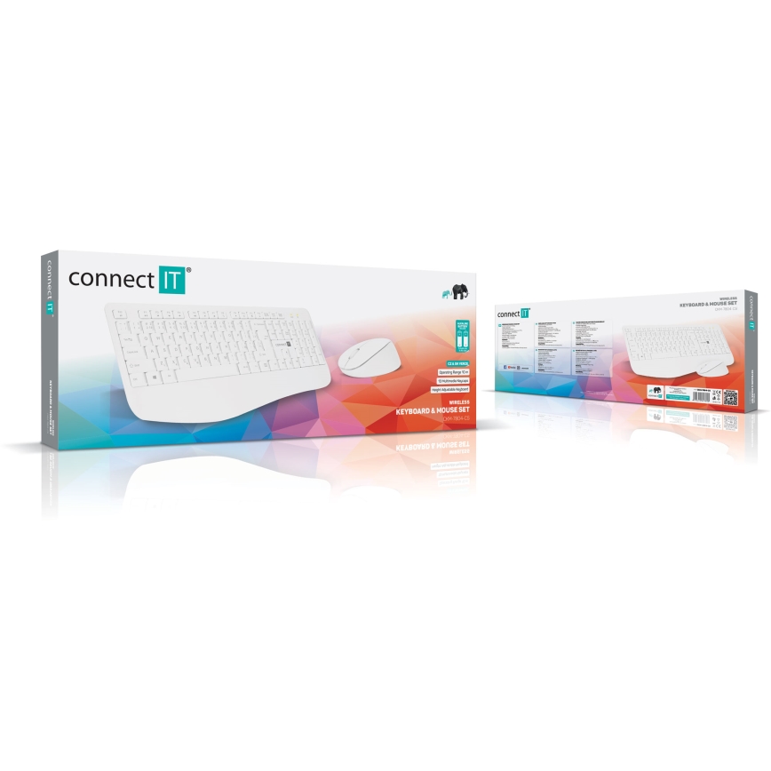 CONNECT IT CKM-7804-CS - Belaidė klaviatūra ir pelė 1200 DPI su CZ/SK lokalizacija 1xAAA + 1xAA balta