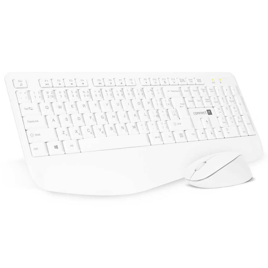 CONNECT IT CKM-7804-CS - Belaidė klaviatūra ir pelė 1200 DPI su CZ/SK lokalizacija 1xAAA + 1xAA balta
