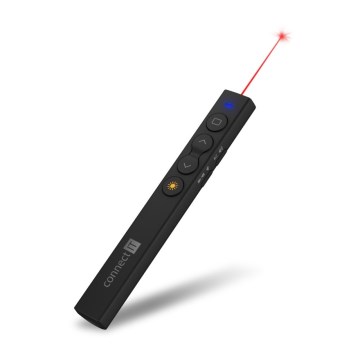 CONNECT IT CLP-2050-BK - Belaidis prezentacijų valdiklis su lazeriniu žymekliu 1xAAA