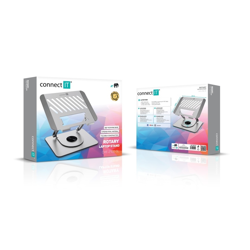 CONNECT IT CMF-2100-SL - Besisukantis nešiojamojo kompiuterio stovas sidabras