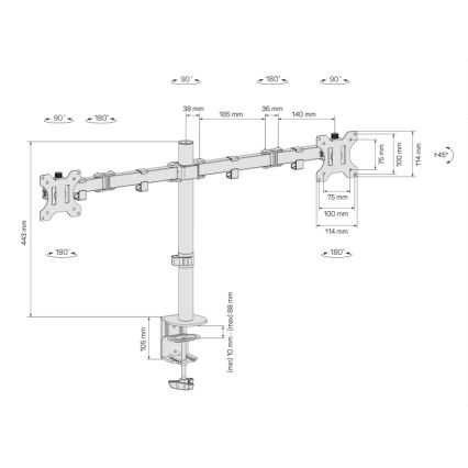 CONNECT IT CMF-3203-BK - Universalus laikiklis dviem monitoriams 13-32” juoda