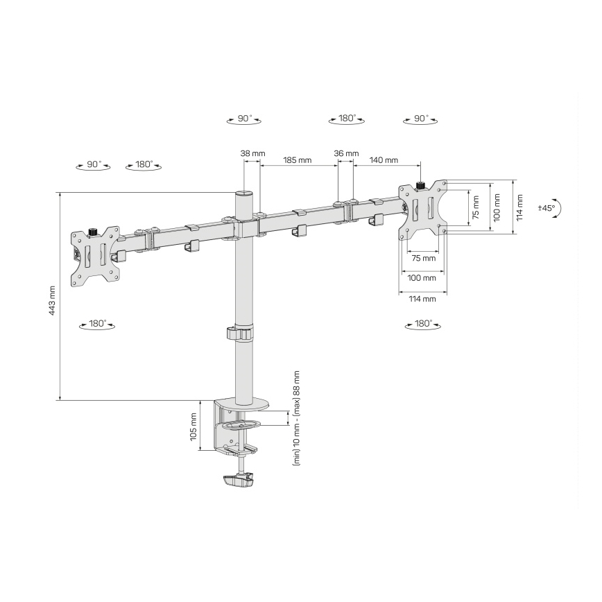 CONNECT IT CMF-3203-BK - Universalus laikiklis dviem monitoriams 13-32” juoda