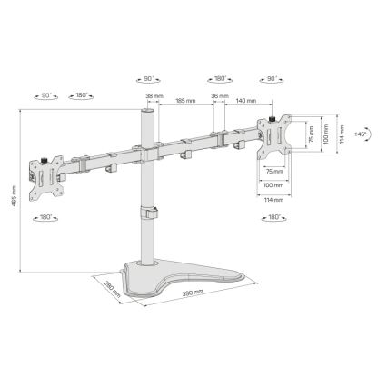 CONNECT IT CMF-3204-BK - Universalus laikiklis dviem monitoriams 13-32” juoda