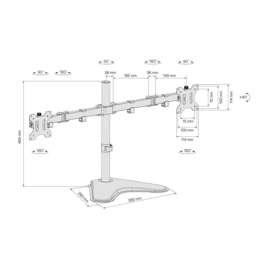 CONNECT IT CMF-3204-BK - Universalus laikiklis dviem monitoriams 13-32” juoda