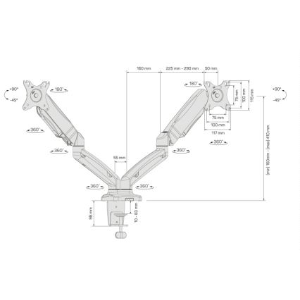 CONNECT IT CMF-3207-BK - Universalus laikiklis dviem monitoriams 13-27” juoda