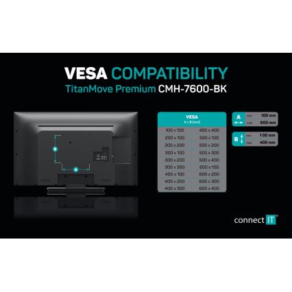 CONNECT IT CMH-7600-BK - Sieninis laikiklis televizoriui 32-70” juoda