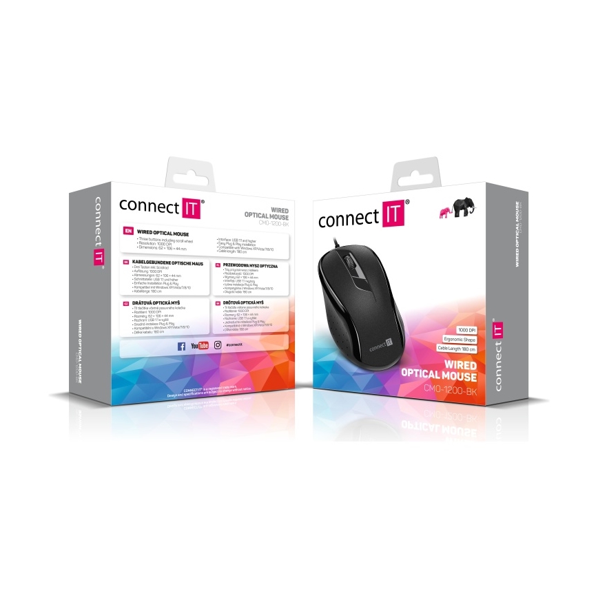 CONNECT IT CMO-1200-BK - Laidinė pelė 1000 DPI juoda