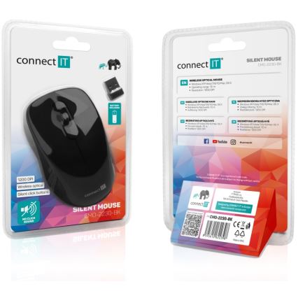 CONNECT IT CMO-2230-BK - Belaidė tyli pelė MUTE 1200 DPI 1xAA juoda