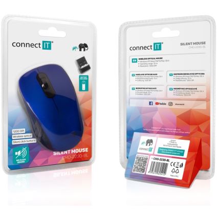 CONNECT IT CMO-2230-BL - Belaidė tyli pelė MUTE 1200 DPI 1xAA juoda/mėlyna