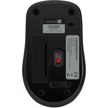 CONNECT IT CMO-2230-RD - Belaidė tyli pelė MUTE 1200 DPI 1xAA juoda/raudona