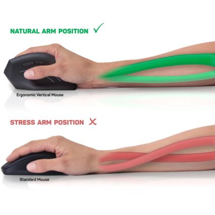 CONNECT IT CMO-2500-BK - Ergonomiška laidinė pelė Verti Wire 1000/1600 DPI juoda