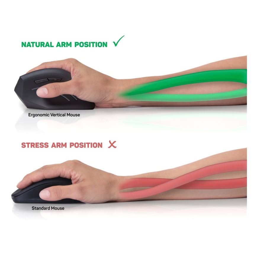 CONNECT IT CMO-2500-BK - Ergonomiška laidinė pelė Verti Wire 1000/1600 DPI juoda