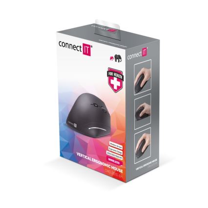 CONNECT IT CMO-2510-BK - Ergonomiška belaidė pelė Verti Wireless 800/1200/1600 DPI 2xAAA juoda