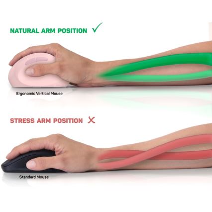 CONNECT IT CMO-2600-PK - Ergonomiška belaidė pelė 800/1200/1600 DPI, 1xAA, rožinė