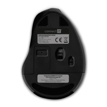 CONNECT IT CMO-2700-BK - Ergonomiška belaidė pelė 800/1200/1600 DPI 1xAA juoda