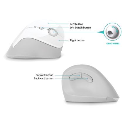 CONNECT IT CMO-2700-WH - Ergonomiška belaidė pelė 800/1200/1600 DPI 1xAA balta