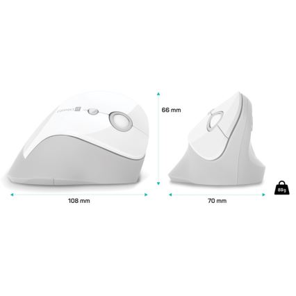 CONNECT IT CMO-2700-WH - Ergonomiška belaidė pelė 800/1200/1600 DPI 1xAA balta