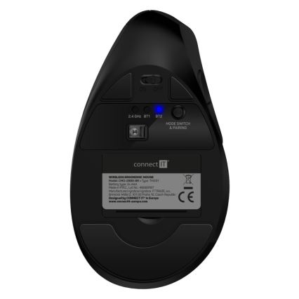 CONNECT IT CMO-2880-BK - Ergonomiška belaidė pelė Verti TriMode 1000/1600/2400 DPI 2xAAA juoda