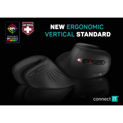 CONNECT IT CMO-2900-BK - Ergonomiška belaidė pelė 800/1200/1600 DPI 1xAA juoda