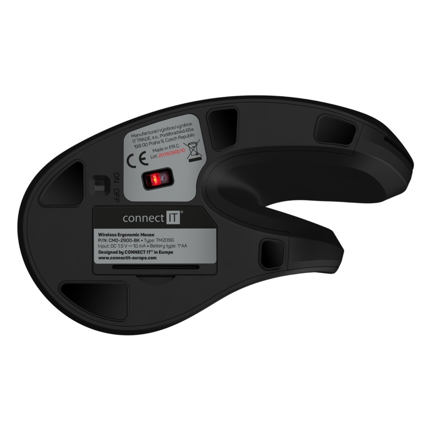 CONNECT IT CMO-2900-BK - Ergonomiška belaidė pelė 800/1200/1600 DPI 1xAA juoda