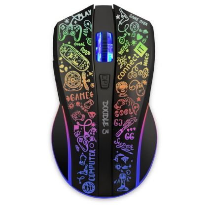 CONNECT IT CMO-3530-DD - LED RGB Belaidė įkraunama žaidimų pelė 800/1200/1600/2400/4800 DPI 600 mAh juoda