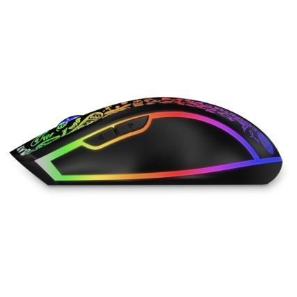 CONNECT IT CMO-3530-DD - LED RGB Belaidė įkraunama žaidimų pelė 800/1200/1600/2400/4800 DPI 600 mAh juoda