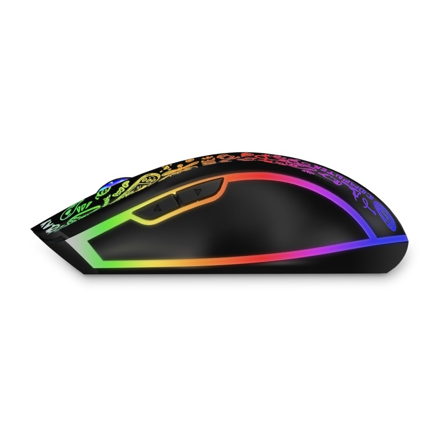 CONNECT IT CMO-3530-DD - LED RGB Belaidė įkraunama žaidimų pelė 800/1200/1600/2400/4800 DPI 600 mAh juoda