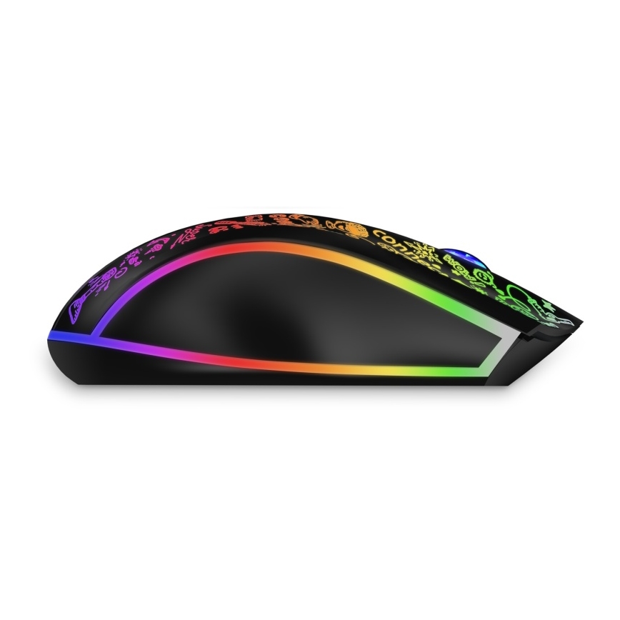 CONNECT IT CMO-3530-DD - LED RGB Belaidė įkraunama žaidimų pelė 800/1200/1600/2400/4800 DPI 600 mAh juoda