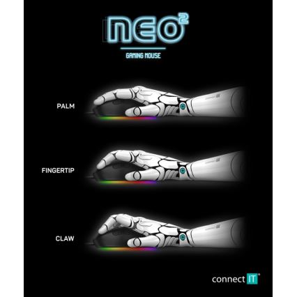 CONNECT IT CMO-3589-BK - LED RGB Laidinė žaidimų pelė 200-7200 DPI juoda
