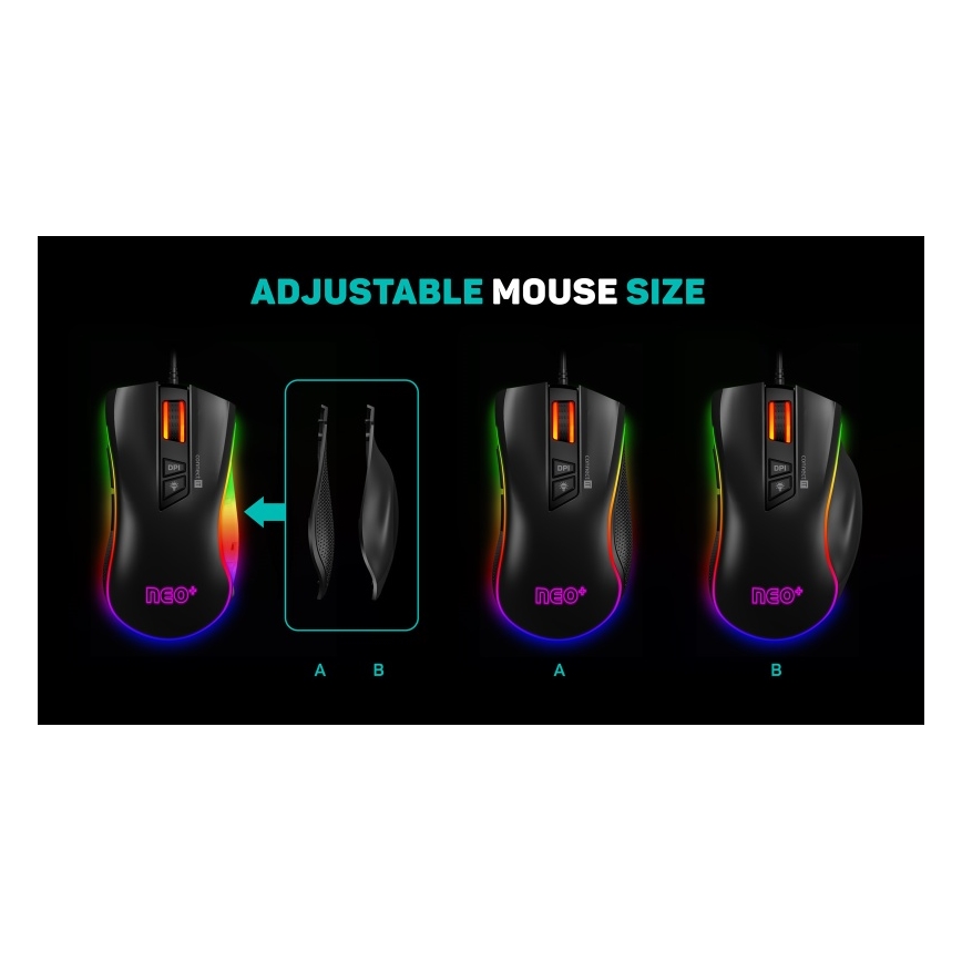 CONNECT IT CMO-3591-BK - LED RGB Laidinė žaidimų pelė 500-7200 DPI juoda