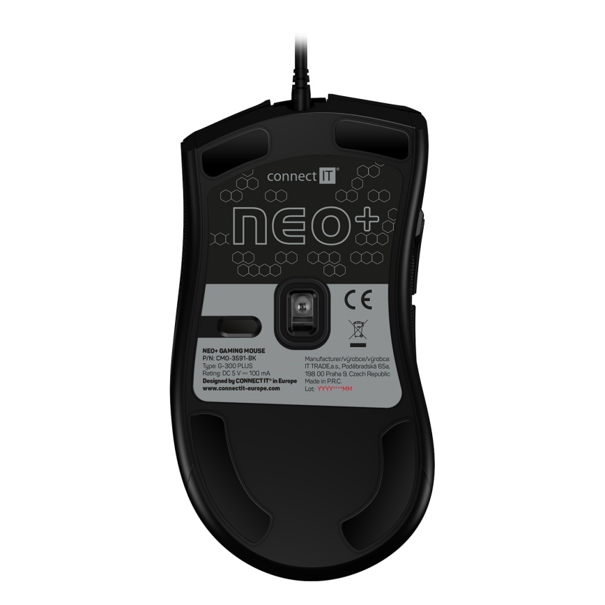 CONNECT IT CMO-3591-BK - LED RGB Laidinė žaidimų pelė 500-7200 DPI juoda