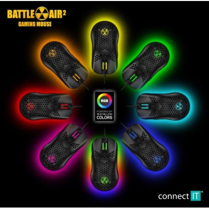 CONNECT IT CMO-5511-BK - LED RGB Laidinė žaidimų pelė 200-12800 DPI juoda