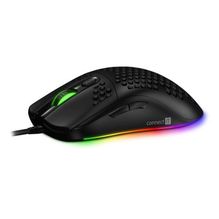 CONNECT IT CMO-5511-BK - LED RGB Laidinė žaidimų pelė 200-12800 DPI juoda