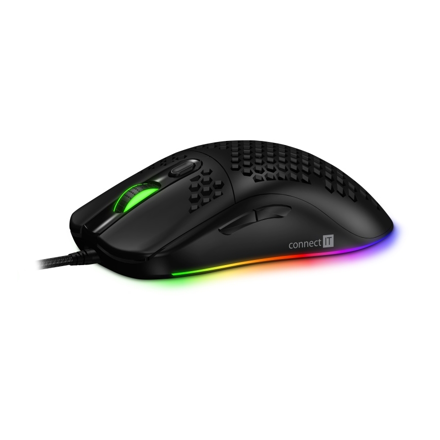 CONNECT IT CMO-5511-BK - LED RGB Laidinė žaidimų pelė 200-12800 DPI juoda